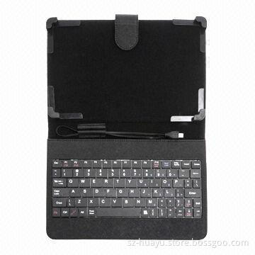 7-inch Black Color Keyboard Case, Two-sides Leather, Four Movable Brackets